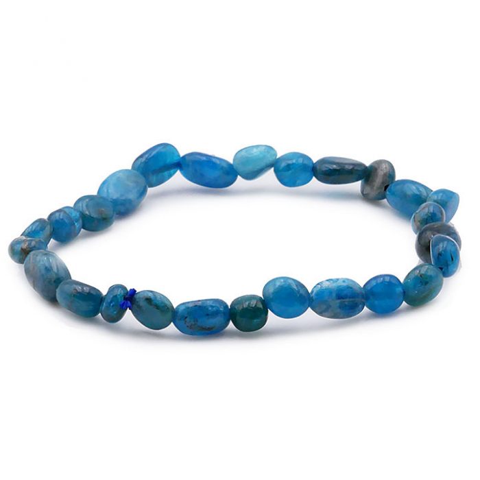bracelet pierre roulée apatite bleue AB